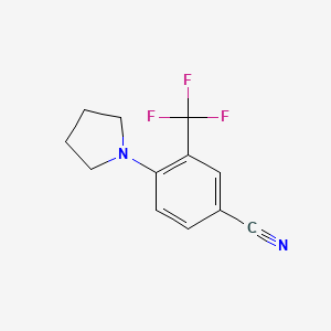 molecular formula C12H11F3N2 B8161139 4-(Pyrrolidin-1-yl)-3-(trifluoromethyl)benzonitrile 