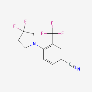 molecular formula C12H9F5N2 B8161141 4-(3,3-Difluoropyrrolidin-1-yl)-3-(trifluoromethyl)benzonitrile 