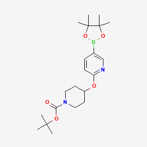 molecular formula C21H33BN2O5 B8161187 tert-Butyl 4-((5-(4,4,5,5-tetramethyl-1,3,2-dioxaborolan-2-yl)pyridin-2-yl)oxy)piperidine-1-carboxylate 