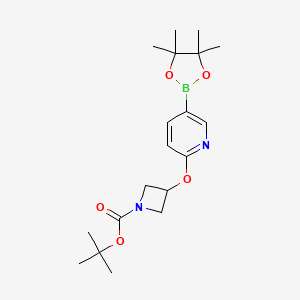 molecular formula C19H29BN2O5 B8161200 tert-Butyl 3-((5-(4,4,5,5-tetramethyl-1,3,2-dioxaborolan-2-yl)pyridin-2-yl)oxy)azetidine-1-carboxylate 