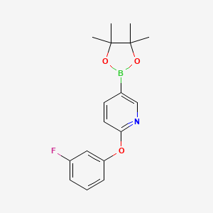 molecular formula C17H19BFNO3 B8161207 2-(3-Fluorophenoxy)-5-(4,4,5,5-tetramethyl-1,3,2-dioxaborolan-2-yl)pyridine 