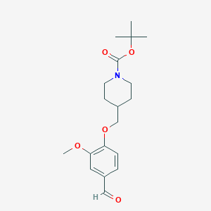 molecular formula C19H27NO5 B8161230 tert-Butyl 4-((4-formyl-2-methoxyphenoxy)methyl)piperidine-1-carboxylate 