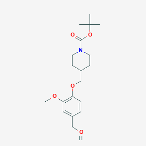 molecular formula C19H29NO5 B8161231 tert-Butyl 4-((4-(hydroxymethyl)-2-methoxyphenoxy)methyl)piperidine-1-carboxylate 