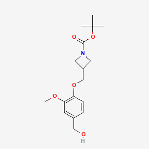 molecular formula C17H25NO5 B8161232 tert-Butyl 3-((4-(hydroxymethyl)-2-methoxyphenoxy)methyl)azetidine-1-carboxylate 