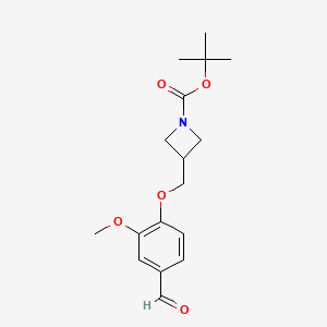 molecular formula C17H23NO5 B8161239 tert-Butyl 3-((4-formyl-2-methoxyphenoxy)methyl)azetidine-1-carboxylate 