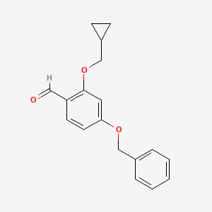 molecular formula C18H18O3 B8161318 4-(Benzyloxy)-2-(cyclopropylmethoxy)benzaldehyde 