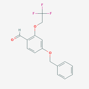 molecular formula C16H13F3O3 B8161329 4-(Benzyloxy)-2-(2,2,2-trifluoroethoxy)benzaldehyde 