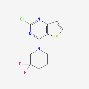 molecular formula C11H10ClF2N3S B8161426 2-Chloro-4-(3,3-difluoropiperidin-1-yl)thieno[3,2-d]pyrimidine 