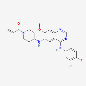 molecular formula C23H23ClFN5O2 B8161441 N6-(1-acryloylpiperidin-4-yl)-N4-(3-chloro-4-fluorophenyl)-7-methoxyquinazoline-4,6-diamine 