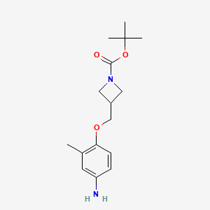 molecular formula C16H24N2O3 B8161454 tert-Butyl 3-((4-amino-2-methylphenoxy)methyl)azetidine-1-carboxylate 