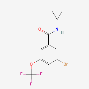 molecular formula C11H9BrF3NO2 B8161485 3-Bromo-N-cyclopropyl-5-(trifluoromethoxy)benzamide 