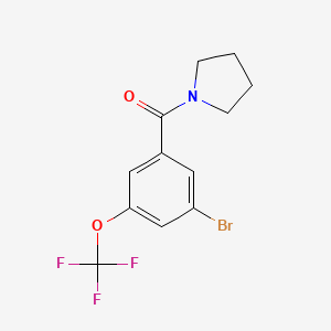molecular formula C12H11BrF3NO2 B8161525 (3-Bromo-5-(trifluoromethoxy)phenyl)(pyrrolidin-1-yl)methanone 