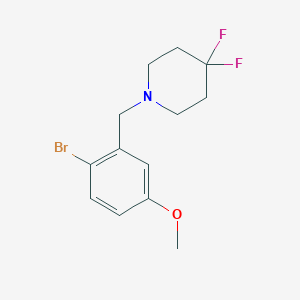 molecular formula C13H16BrF2NO B8161561 1-(2-Bromo-5-methoxybenzyl)-4,4-difluoropiperidine 