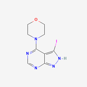 molecular formula C9H10IN5O B8161618 4-(3-iodo-1H-pyrazolo[3,4-d]pyrimidin-4-yl)morpholine 