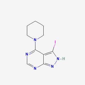 molecular formula C10H12IN5 B8161626 3-Iodo-4-(piperidin-1-yl)-1H-pyrazolo[3,4-d]pyrimidine 