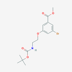 molecular formula C15H20BrNO5 B8161651 Methyl 3-bromo-5-(2-((tert-butoxycarbonyl)amino)ethoxy)benzoate 