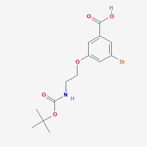 molecular formula C14H18BrNO5 B8161652 3-Bromo-5-(2-((tert-butoxycarbonyl)amino)ethoxy)benzoic acid 
