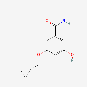 molecular formula C12H15NO3 B8161665 3-(Cyclopropylmethoxy)-5-hydroxy-N-methylbenzamide 