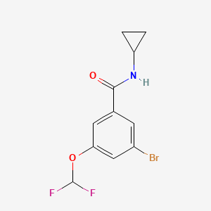 molecular formula C11H10BrF2NO2 B8161780 3-Bromo-N-cyclopropyl-5-(difluoromethoxy)benzamide 