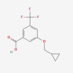 molecular formula C12H11F3O3 B8161802 3-(Cyclopropylmethoxy)-5-(trifluoromethyl)benzoic acid 