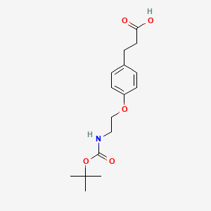 molecular formula C16H23NO5 B8161808 3-[4-(2-tert-Butoxycarbonylamino-ethoxy)-phenyl]-propionic acid 
