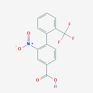 molecular formula C14H8F3NO4 B8161849 2-Nitro-2'-(trifluoromethyl)biphenyl-4-carboxylic acid 