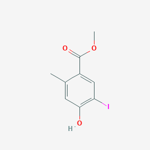 molecular formula C9H9IO3 B8161912 4-Hydroxy-5-iodo-2-methyl-benzoic acid methyl ester 