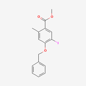 molecular formula C16H15IO3 B8161918 4-Benzyloxy-5-iodo-2-methylbenzoic acid methyl ester 