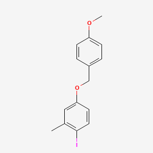 molecular formula C15H15IO2 B8161938 1-Iodo-4-((4-methoxybenzyl)oxy)-2-methylbenzene 
