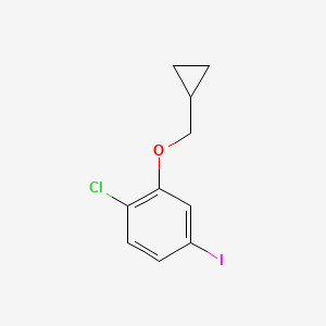 molecular formula C10H10ClIO B8161976 1-Chloro-2-(cyclopropylmethoxy)-4-iodobenzene 