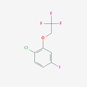 molecular formula C8H5ClF3IO B8161993 1-Chloro-4-iodo-2-(2,2,2-trifluoroethoxy)benzene 