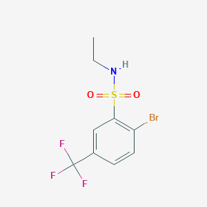 molecular formula C9H9BrF3NO2S B8162089 2-Bromo-N-ethyl-5-(trifluoromethyl)benzenesulfonamide 
