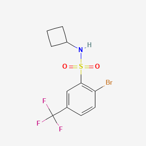 molecular formula C11H11BrF3NO2S B8162095 2-Bromo-N-cyclobutyl-5-(trifluoromethyl)benzenesulfonamide 