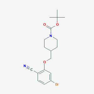 molecular formula C18H23BrN2O3 B8162145 tert-Butyl 4-((5-bromo-2-cyanophenoxy)methyl)piperidine-1-carboxylate 
