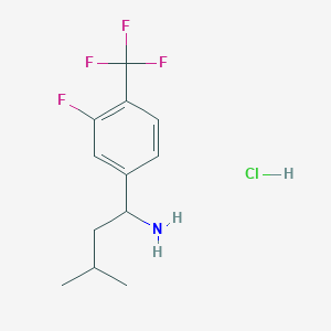 molecular formula C12H16ClF4N B8162166 1-(3-Fluoro-4-(trifluoromethyl)phenyl)-3-methylbutan-1-amine hydrochloride 