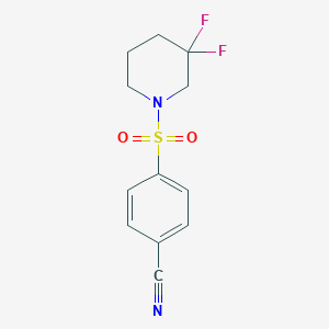 molecular formula C12H12F2N2O2S B8162193 4-((3,3-Difluoropiperidin-1-yl)sulfonyl)benzonitrile 