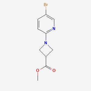 molecular formula C10H11BrN2O2 B8162280 Methyl 1-(5-bromopyridin-2-yl)azetidine-3-carboxylate 