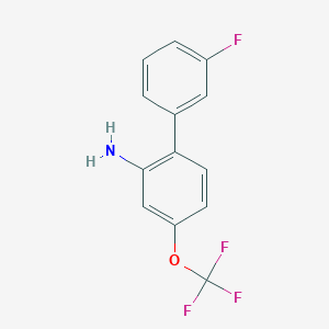 molecular formula C13H9F4NO B8162421 3'-Fluoro-4-trifluoromethoxybiphenyl-2-ylamine 