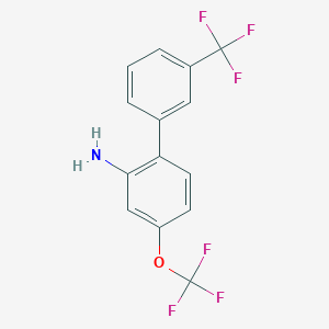 molecular formula C14H9F6NO B8162423 4-Trifluoromethoxy-3'-trifluoromethylbiphenyl-2-ylamine 