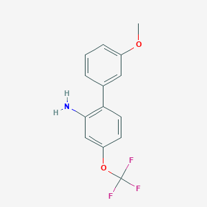 molecular formula C14H12F3NO2 B8162431 3'-Methoxy-4-trifluoromethoxy-biphenyl-2-ylamine 