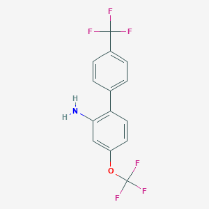 molecular formula C14H9F6NO B8162445 4-Trifluoromethoxy-4'-trifluoromethylbiphenyl-2-ylamine 