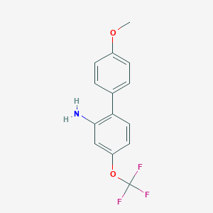 molecular formula C14H12F3NO2 B8162458 4'-Methoxy-4-trifluoromethoxy-biphenyl-2-ylamine 