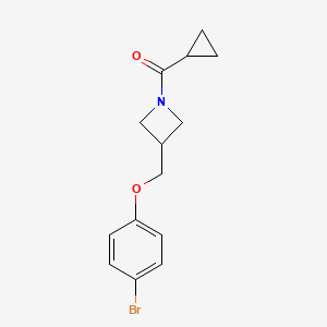 molecular formula C14H16BrNO2 B8162484 (3-((4-Bromophenoxy)methyl)azetidin-1-yl)(cyclopropyl)methanone 