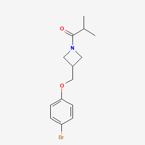 molecular formula C14H18BrNO2 B8162488 1-(3-((4-Bromophenoxy)methyl)azetidin-1-yl)-2-methylpropan-1-one 
