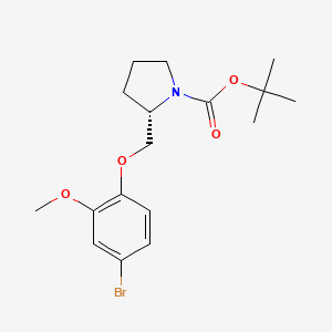 molecular formula C17H24BrNO4 B8162535 (S)-tert-butyl 2-((4-bromo-2-methoxyphenoxy)methyl)pyrrolidine-1-carboxylate 
