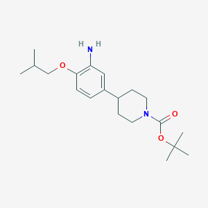 molecular formula C20H32N2O3 B8162607 tert-Butyl 4-(3-amino-4-isobutoxyphenyl)piperidine-1-carboxylate 