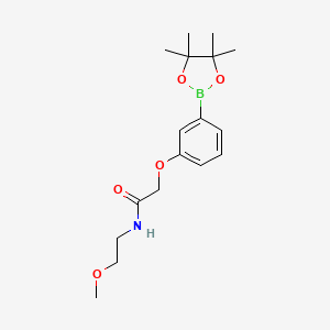 molecular formula C17H26BNO5 B8162684 N-(2-Methoxyethyl)-2-(3-(4,4,5,5-tetramethyl-1,3,2-dioxaborolan-2-yl)phenoxy)acetamide 
