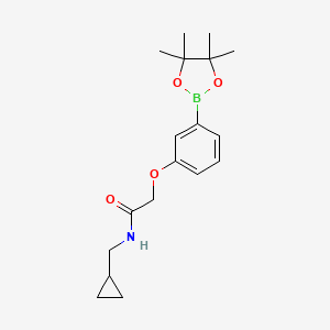 molecular formula C18H26BNO4 B8162685 N-(Cyclopropylmethyl)-2-(3-(4,4,5,5-tetramethyl-1,3,2-dioxaborolan-2-yl)phenoxy)acetamide 