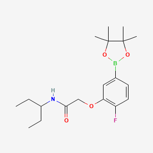 molecular formula C19H29BFNO4 B8162694 2-(2-Fluoro-5-(4,4,5,5-tetramethyl-1,3,2-dioxaborolan-2-yl)phenoxy)-N-(pentan-3-yl)acetamide 