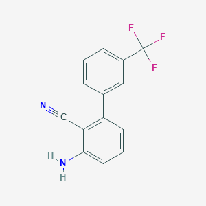 molecular formula C14H9F3N2 B8162702 3-Amino-3'-(trifluoromethyl)-[1,1'-biphenyl]-2-carbonitrile 